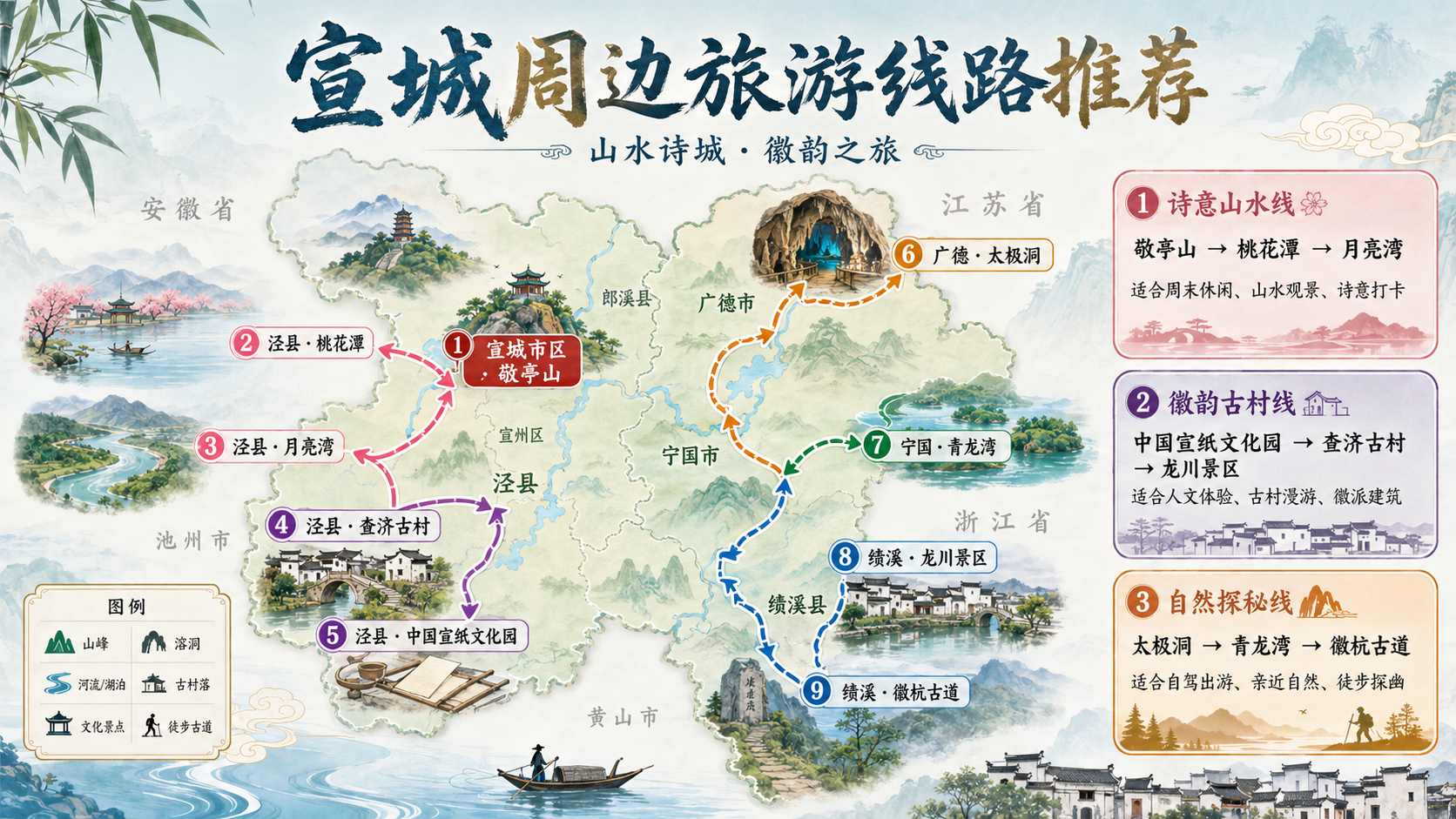 宣城周边旅游推荐(AIGC)
